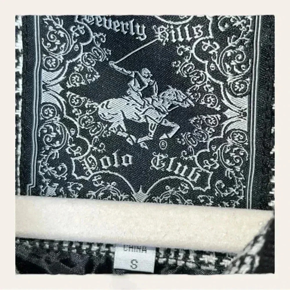 Women’s BEVERLY HILLS FULL ZIP JACKET SHORT SLEEVE SIZE SMALL PLAID‎ BLACK/WHITE - Picture 6 of 8